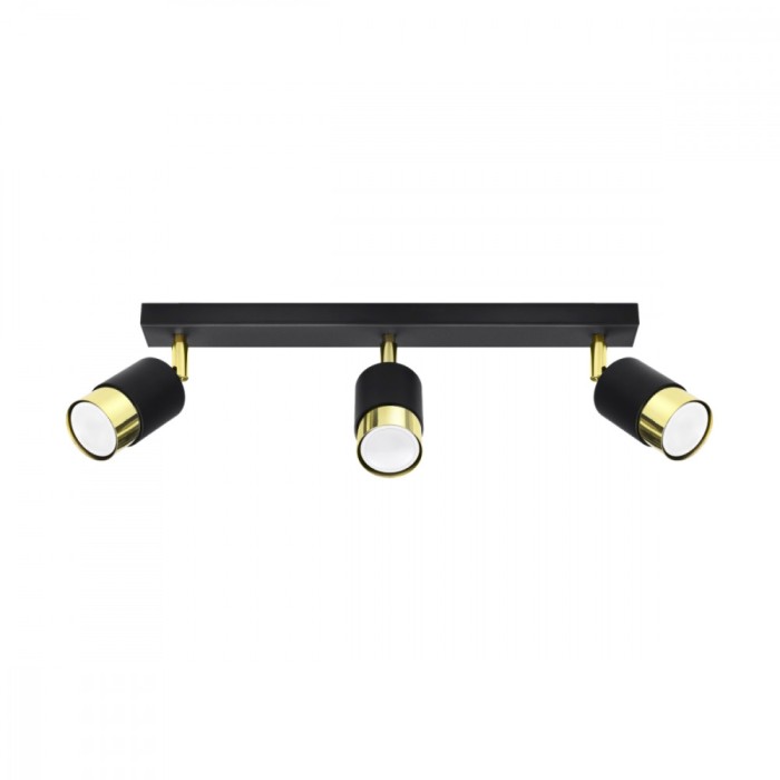Lustră De Tavan Nero Negru/Auriu Oțel 3 Becuri Tub Modern De Interior