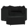 Set mobilier relaxare gradina 4 piese cu perne poliratan negru