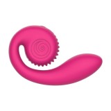 Vibrator dublu SNAIL VIBE Gizi Lite Dual G-spot, cu stimulator clitoris curbat, 5 funcții de vibrație, rezistent la apă, roz