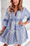 S559 Rochie casual din material vaporos si maneci treisfert, M, S/M