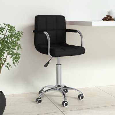 vidaXL Scaun de birou pivotant, negru, material textil foto