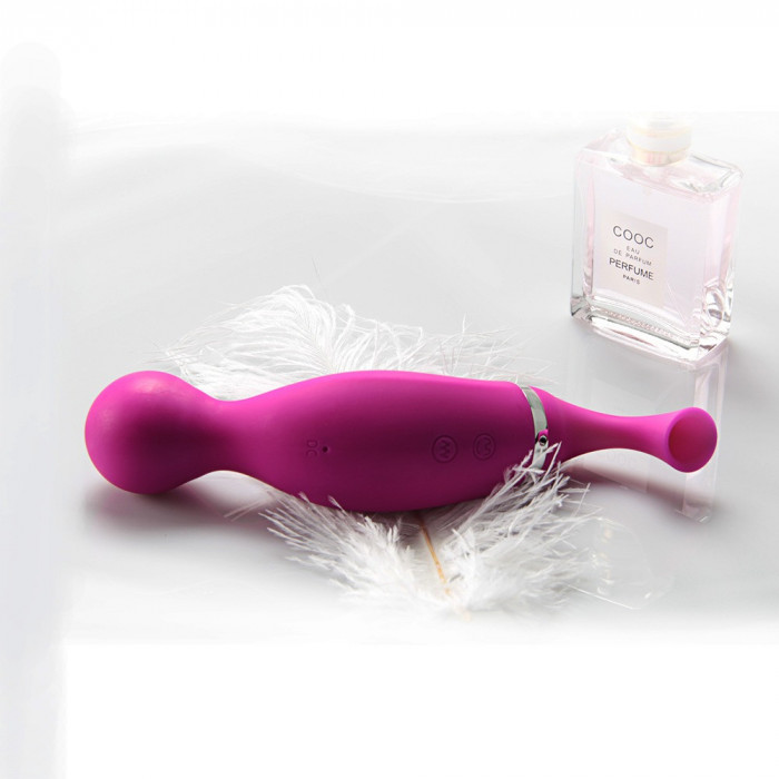 Vibrator roz cu ventuza pentru clitorist si sfarcuri, cod produs av-10