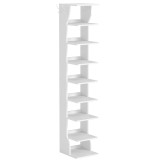 VASAGLE Raft pantofi pentru spatii inguste, 9 niveluri, cu carlige laterale, montaj pe podea, 26x30x147 cm, alb Household NewTrend