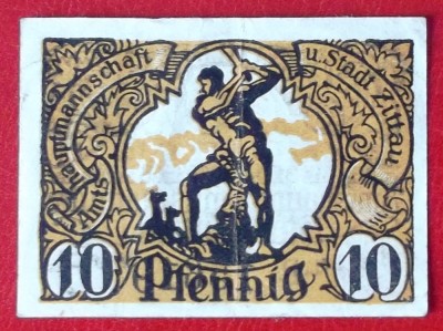 Germania notgeld 10 pfennig 1920 Zittau ** foto