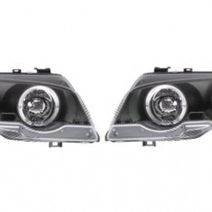 Set faruri Bmw Seria 3 (E46), Coupe/Cabrio, 05.1999-06.2001, partea Stanga+Dreapta, Tuning, Fata, cu lumina parcare fibra optica; tip bec H1+H1; manu