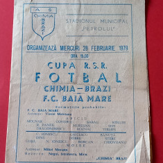 Program meci fotbal "CHIMIA" BRAZI-FC BAIA MARE (Cupa Romaniei 28.02.1979)