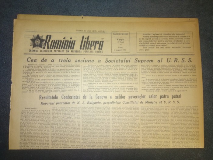 ZIARUL ROMANIA LIBERA 5 AUGUST 1955