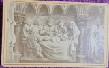 Fotografie tip CDV, sculptura fragment din Cina cea de Taina, inceput de secol XX