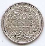 Olanda 10 Cents 1937 - Wilhelmina, Argint 1.4 g/640, 15 mm KM-163 (2)