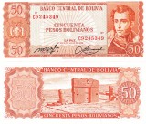 Bolivia 50 Bolivianos 1962 P-182 UNC Bancnota Straina
