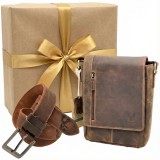 Set cadou Barbati - Borseta de Umar si Curea Personalizata cu Cerb: Hunter Spiritul Padurii