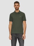 s.Oliver Tricou polo barbati, din bumbac cu croiala Regular Fit, logo, Verde inchis, M