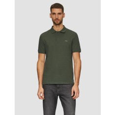 s.Oliver Tricou polo barbati, din bumbac cu croiala Regular Fit, logo, Verde inchis, M