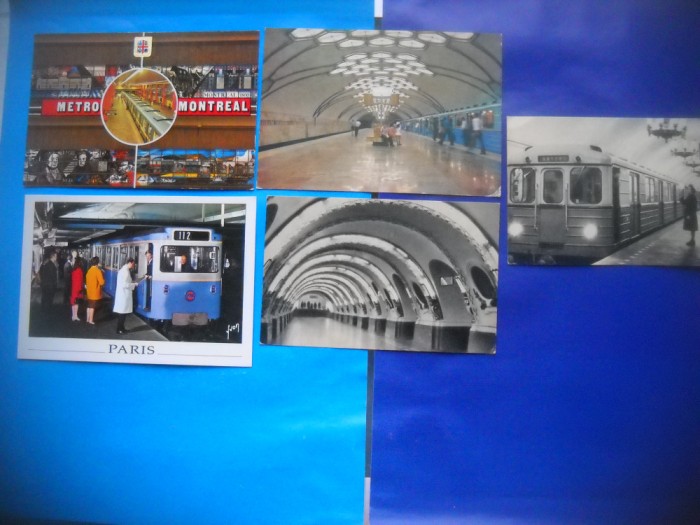 HOPCT LOT NR 399 STATII DE METROU IN LUME -5 CARTI POSTALE-CIRCULATE