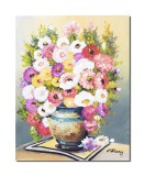 Tablou cu flori pictat manual, Puritate, 50x40cm pictura ulei pe panza, gata de agatat pe perete