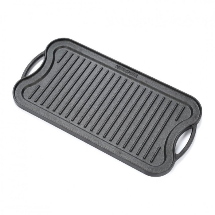 Tava grill/plita Heinner, 51 x 26 x 2.5 cm, fonta, Negru