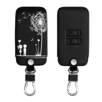 Husa Cheie Auto pentru Renault / Dacia - 4 Butoane - Keyless Go, kwmobile, Piele ecologica, Negru / Alb, 44637.44 foto