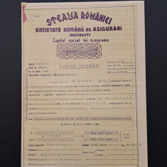 Polita de asigurare 1922 Steaua Romaniei