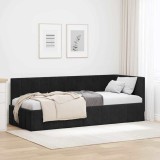 VidaXL Cadru de pat colțar cu headboard Negru 80 x 200 cm Catifea