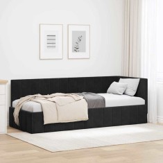 vidaXL Cadru de pat colțar cu headboard Negru 80 x 200 cm Catifea 42016292