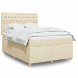 VidaXL Pat continental cu saltea, crem, 140x200 cm, material textil 3293615