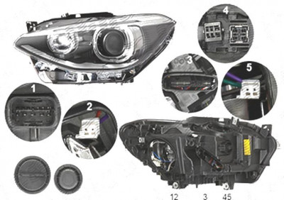 Far Bmw Seria 1 (F20), 08.2011-06.2015, fata, Stanga, bi-xenon; cu LED daytime running light; D1S+LED+PY21W; electric; fara unitate control; fara bal foto