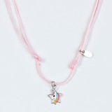 Colier roz cu pandantiv stea cu unicorn