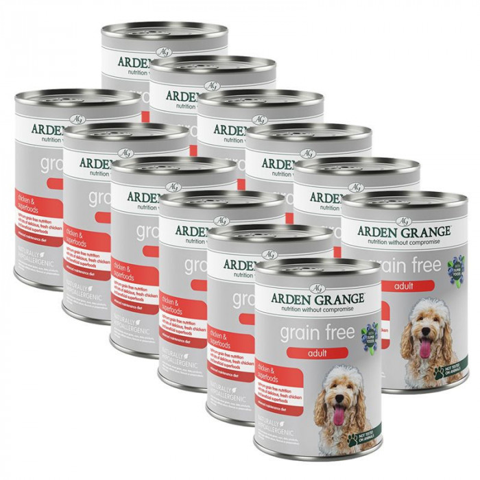 ARDEN GRANGE Grain Free Adult Dog Chicken &amp;amp; Superfoods 12 x 395 g