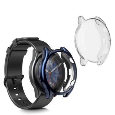 Set 2 huse pentru Huami Amazfit GTS 3/Amazfit GTR 3 Pro, Kwmobile, Transparent/Albastru, Silicon, 58719.02 foto