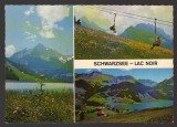 CPIB 25241 CARTE POSTALA - SCHWARZSEE. LACUL NEGRU, LAC NOIR, MOZAIC, TELESCAUN, CIRCULATA, 1976, STAMPILE, TIMBRU