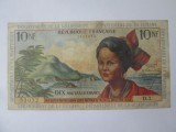 Rară! Antilele Franceze DOM-TOM(Franta de peste mari:Guadelupa+Martinica+Guyana) 10 Noveaux Francs 1964