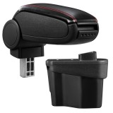 [pro.tec] Marca specifica pentru cotiera auto Kia Rio (UB) - cotiera auto - cu compartiment pentru depozitare - imitatie piele - negru, cu cusatura ro