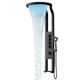Panou de dus cu hidromasaj Leziter, otel inoxidabil, negru, LED, 144cm