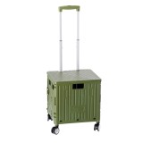 Carucior cumparaturi, pliabil cu roti, plastic verde 40 x 33,5 x 42 cm