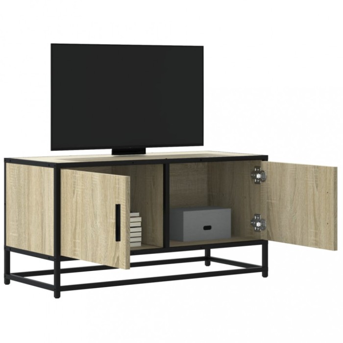 vidaXL Dulap TV, stejar sonoma, 80x34,5x40 cm, lemn prelucrat și metal