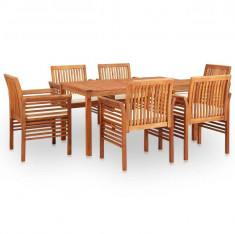 Set mobilier de exterior cu perne 7 piese lemn masiv de acacia foto