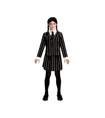 Costum carnaval Wednesday pentru copii, (9 - 10 ani) 130/140 cm foto