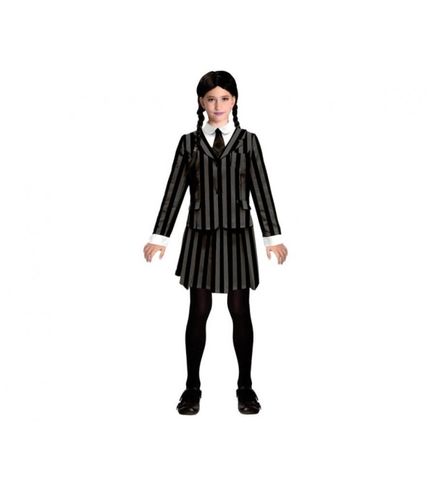 Costum carnaval Wednesday pentru copii, (9 - 10 ani) 130/140 cm