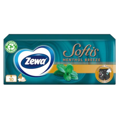 Batiste nazale Zewa Softis Menthol, 4 straturi, 10 pachete foto