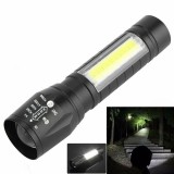 Cumpara ieftin Lanterna puternica de buzunar T6 Pro, 2IN1, COB Led, Zoom Telescopic, Metalica, Acumulator inclus