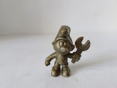 Jucarie cauciuc strumf, smurf, Peyo Made in W. Germany, 5.5 cm, cauciuc, auriu foto