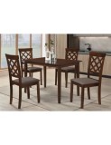 Set masa living si bucatarie Bali, MDF Furniruit, 112x72x74 cm si 4 scaune Vienna, lemn masiv, tapiterie stofa, lacuit, 120 kg, nuc
