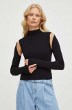 Levi&#039;s pulover femei, culoarea negru, light, cu turtleneck