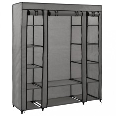 vidaXL Șifonier cu bare și compartimente, gri, 150x45x176 cm, textil