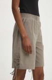 Answear Lab pantaloni scurti din bumbac culoarea verde, neted, high waist