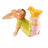 Cumpara ieftin Figurina Iepuras Paste ceramica multicolora 16.5x9.5x12 cm