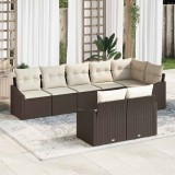 VidaXL Set de canapele pentru grădină 8 pcs Maro Rattan poli 3346768