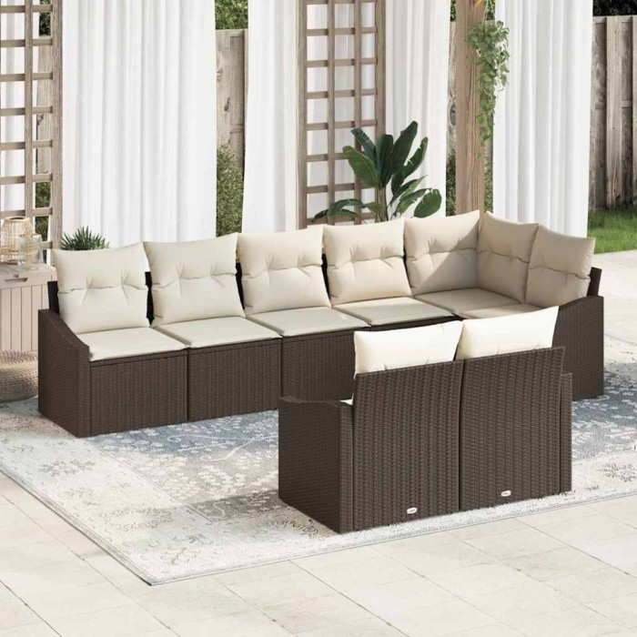 vidaXL Set de canapele pentru grădină 8 pcs Maro Rattan poli 3346768