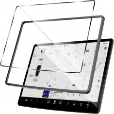 Folie de protectie pentru tableta Tesla, cu kit pentru montaj inclus, compatibila Model 3 2021-2023, Model Y 2021-2024, anti-zgarieturi, BRAGUS®, tran