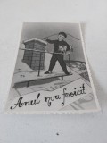 Felicitare veche romaneasca tip fotografie Anul Nou fericit, trifoi cu patru foi